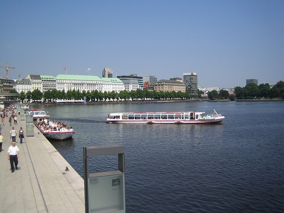 Binnenalster with Alster boats on a sunny day